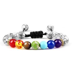Bracelet 7 Chakras en Œil de Tigre et Pierre de Lave | Guérison et Équilibre
