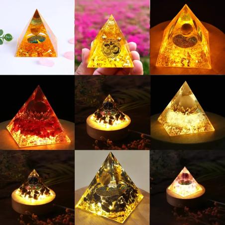 Orgone Pyramid: Amethyst & Peridot Energy Generator for Meditation