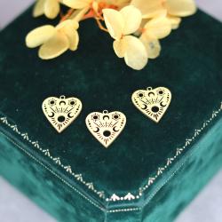 Pendentifs Cœur Soleil et Lune - 3 Breloques en Acier Inoxydable pour Bijoux...