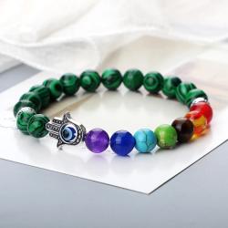 Bracelet 7 chakras pour homme avec œil de tigre, lave et agate