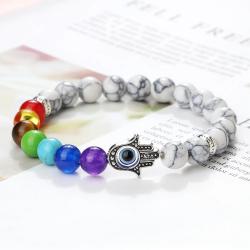 Bracelet 7 chakras pour homme avec œil de tigre, lave et agate