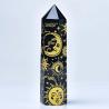 Tour d'obsidienne avec étoiles et lunes dorées : baguette de guérison des chakras et décoration