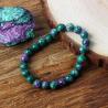 Bracelet en pierres naturelles : épidote, zoïsite, œil de tigre et lave