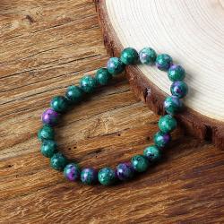 Bracelet en pierres naturelles : épidote, zoïsite, œil de tigre et lave