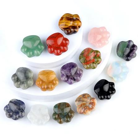 Mini figurine de patte de chat en cristal de chakra - Guérison Reiki et décoration