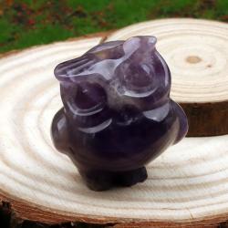 Handgeschnitzte Amethyst-Eulenfigur – Kristall-Wohndekoration & Chakra