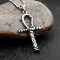 Collier pendentif vintage Anubis Œil d'Horus - Bijou punk pour homme
