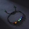 Bracciale con 7 pietre chakra | Corda nera intrecciata | Guarigione energetica