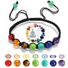 Bracciale con 7 pietre chakra | Corda nera intrecciata | Guarigione energetica