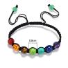 Bracciale con 7 pietre chakra | Corda nera intrecciata | Guarigione energetica