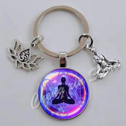 Mandala Psychedelic Keychain: Indian Buddha & 7 Chakras