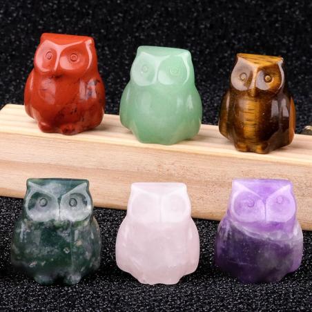 Eulenstatuen aus Amethyst und Quarz: Chakra-Heilung, Reiki-Dekoration