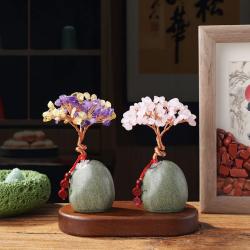 Arbre en cristal de quartz rose et d'améthyste - Décoration de guérison Reiki