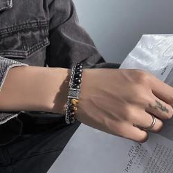 Bracelet chapelet œil de tigre | Acier inoxydable, protection et style