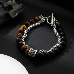 Bracelet chapelet œil de tigre | Acier inoxydable, protection et style
