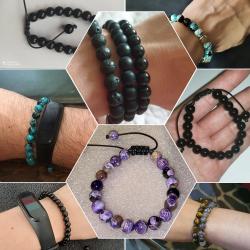 Bracelets énergétiques en pierre naturelle pour hommes et femmes - Agate et onyx