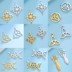 Breloques nœud de sorcière vintage | Ensemble de pendentifs en acier inoxydable (5 pièces)