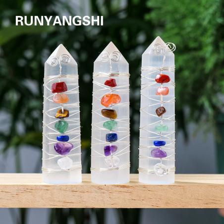 Pointe de cristal de sélénite : Guérison des 7 chakras et décoration intérieure
