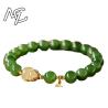 Bracelet en jaspe jade et gourde - Breloque en pierre précieuse verte naturelle