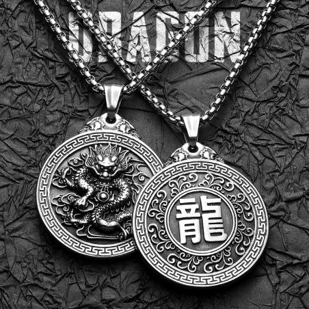 Halskette mit chinesischem Drachenmotiv aus Edelstahl: Kraft und Stil