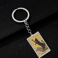 Cute Cat Tarot Keychain - Vintage, Stainless Steel Keyring