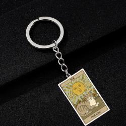 Cute Cat Tarot Keychain - Vintage, Stainless Steel Keyring