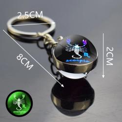 Zodyak Takımyıldızı Anahtarlık - Karanlıkta Parlayan Cam ve Metal