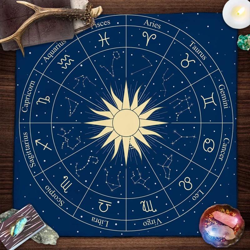 Astroloji Duvar Halısı: Zodyak Çarkı, Sunak Örtüsü ve Tarot Masa Örtüsü