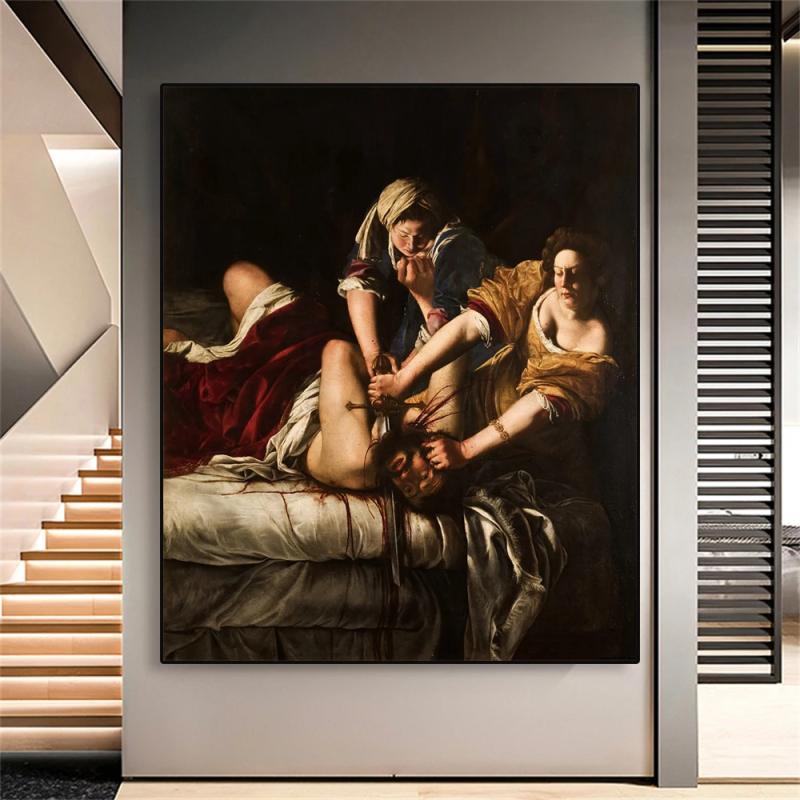 Judith'in Holofernes'in Kafasını Kesmesi Tablosu | İtalyan Barok Sanat Dekorasyonu