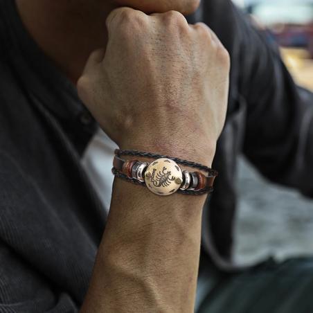 Constellation Bracelets for Couples: Vintage Leather Cuffs