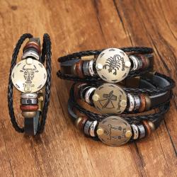 Constellation Bracelets for Couples: Vintage Leather Cuffs
