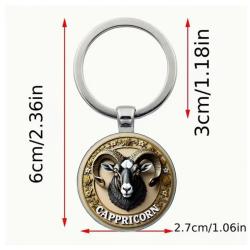 Aries Zodiac Keychain: Embroidered Goat Emblem Gift