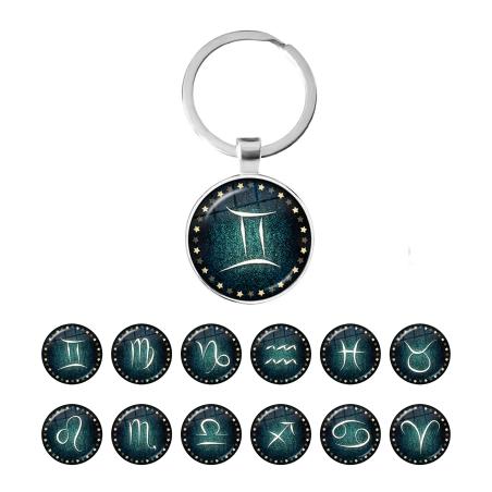 Zodiac Constellation Glass Dome Keychains - All Signs