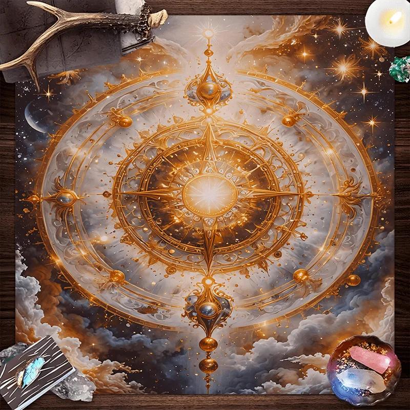 Altın Yıldız Astroloji Masa Örtüsü - Gizemli ve Dekoratif