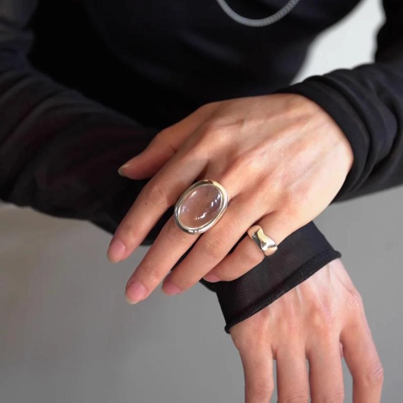 Sterling Silver Geometric Crystal Ring | Punk & Elegant Design