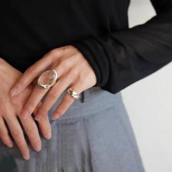 Sterling Silver Geometric Crystal Ring | Punk & Elegant Design