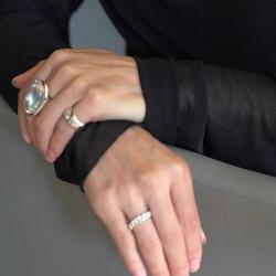 Sterling Silver Geometric Crystal Ring | Punk & Elegant Design