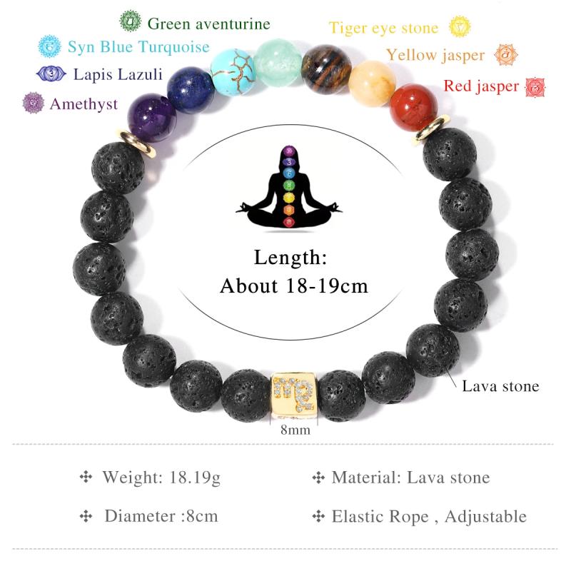 Zodiac & Chakra Bracelets - Stainless Steel with Volcanic Stones