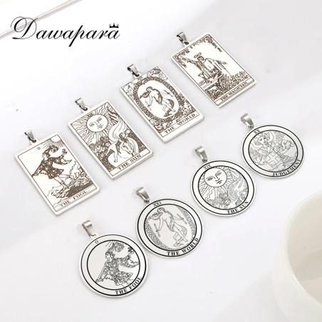 Breloques de tarot en acier inoxydable | Pendentifs Dawapara pour colliers et porte-clés