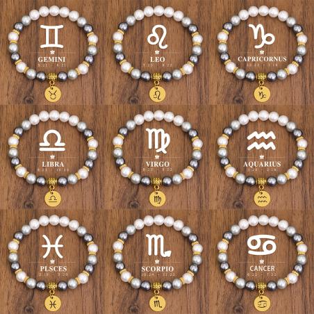 Zodiac Constellation Bracelet | Stainless Steel & Shell Beads