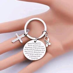 St. Peregrine Cancer Keychain: Patron Saint Charm for Hope & Healing