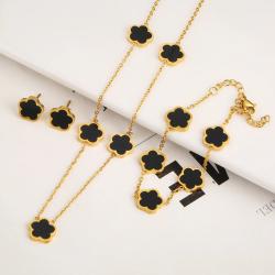 Minimalistisches Schmuckset aus Edelstahl in Blumenform | Anhänger & Ohrringe