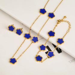 Minimalist Stainless Steel Flower Jewelry Set | Pendant & Earrings
