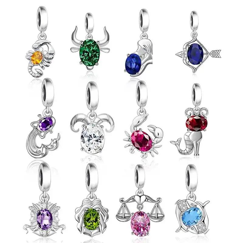 Personalized 925 Sterling Silver Zodiac Charm Bracelet & Necklace