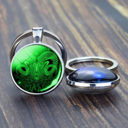 Zodiac Constellation Keychains | Luminous Double Sided Glass Domed ...