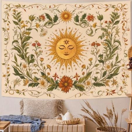 Boho-Mandala-Wandteppich – Vintage-Blumenmuster