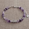 Amethyst Crystal Bracelet for Women | Boho Silver Bead Style