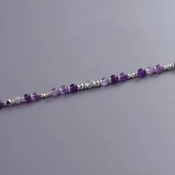 Amethyst Crystal Bracelet for Women | Boho Silver Bead Style