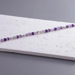 Amethyst Crystal Bracelet for Women | Boho Silver Bead Style