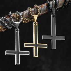 Halskette mit umgedrehtem Kreuz aus Edelstahl – Punk & Stilvoll